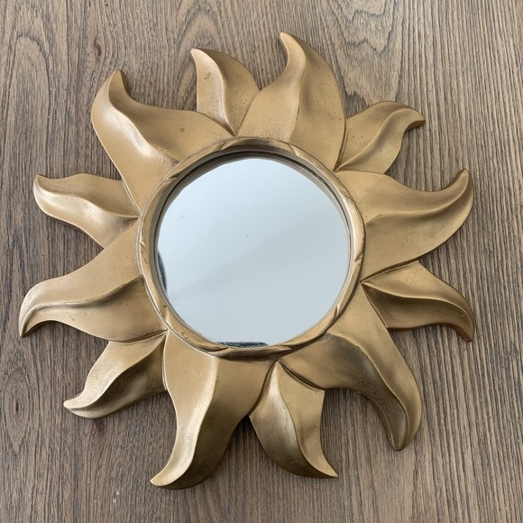 Pier 1 Imports Other - VTG Whimsigoth Sun Sunburst Mirror Gold Wall Decor Pier One Boho